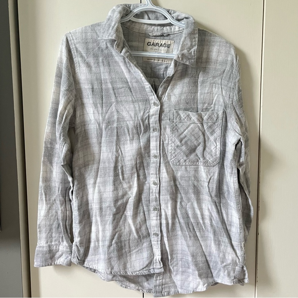 Garage Gray Plaid Boyfriend Shirt